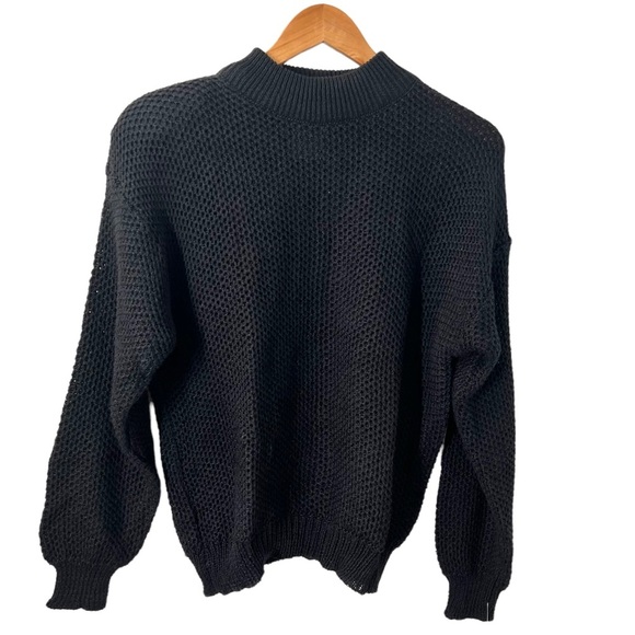 Vintage SK &  COMPANY 1980"s Black Knit Ramie/Cotton/Linen Sweater Women's  S - Picture 1 of 11
